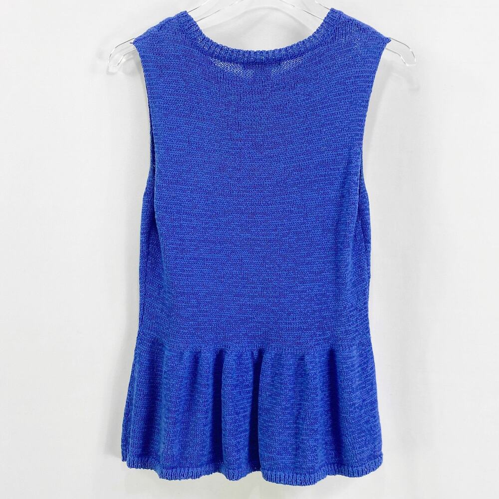 WD-NY Blue Round Neck Peplum Sleeveless Blouse - Picture 5 of 9